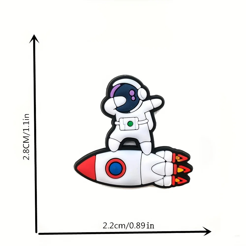 20pc Shoe Charms Astronaut Outer Space Badge Sandals Decoration Charms Kids Clogs Accessories Boy Pins X-mas Gifts