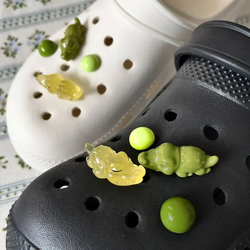 Cute Marine Animal Sleep Crocodile Noctilucent Shoe Charms for Crocs Decorations Garden Sandals Clogs Pins Slipper Accessories
