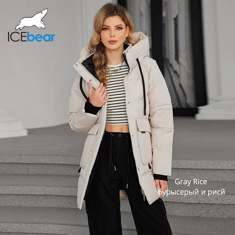 ICEbear Women's Padded Jacket New Winter 2024 with Hooded Zipper Stylish Warm Jacket Women's Jacket GWD3781I