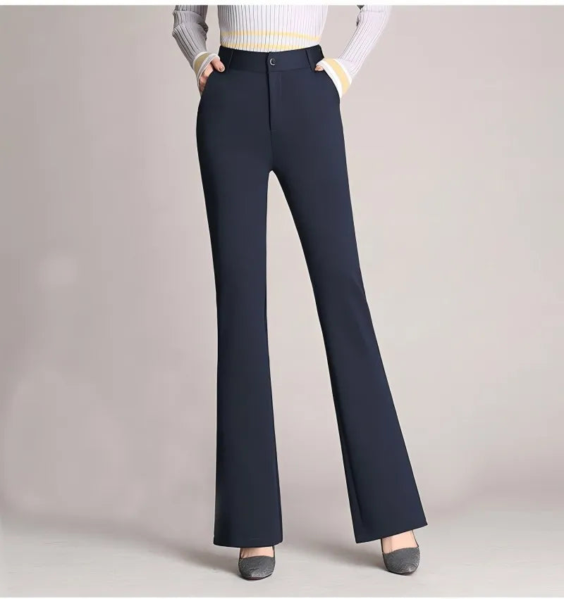 Ladies' business casual pants, comfortable office wear with pockets, elegant regular fit work pants
