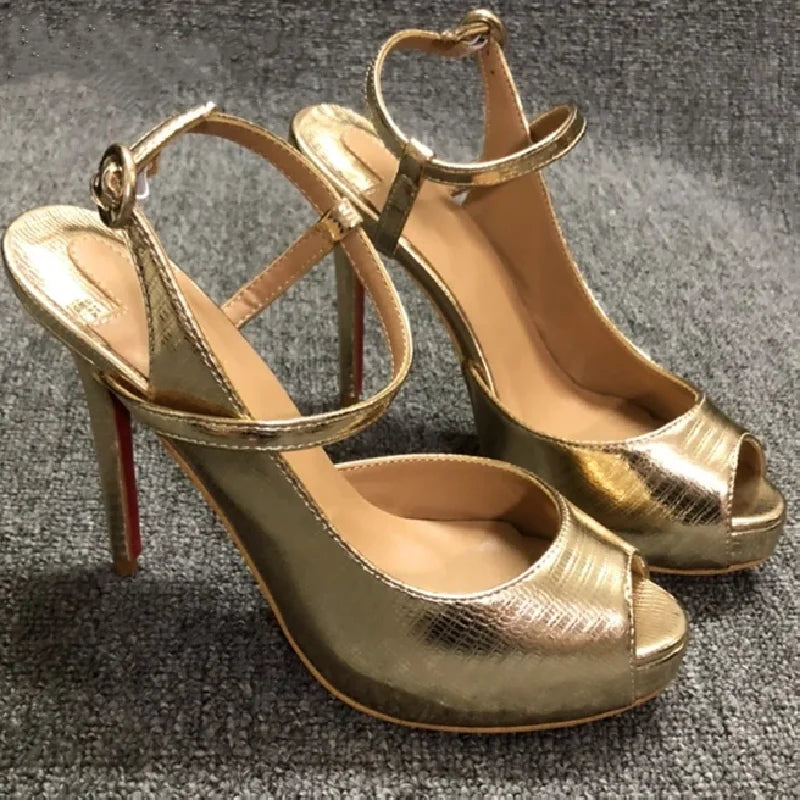 Gold Platform Stiletto High Heels Pumps Sandals Women's Shoes Set Clutch Shoulder Bag Banquet Wedding Slingback Zapatos De Mujer