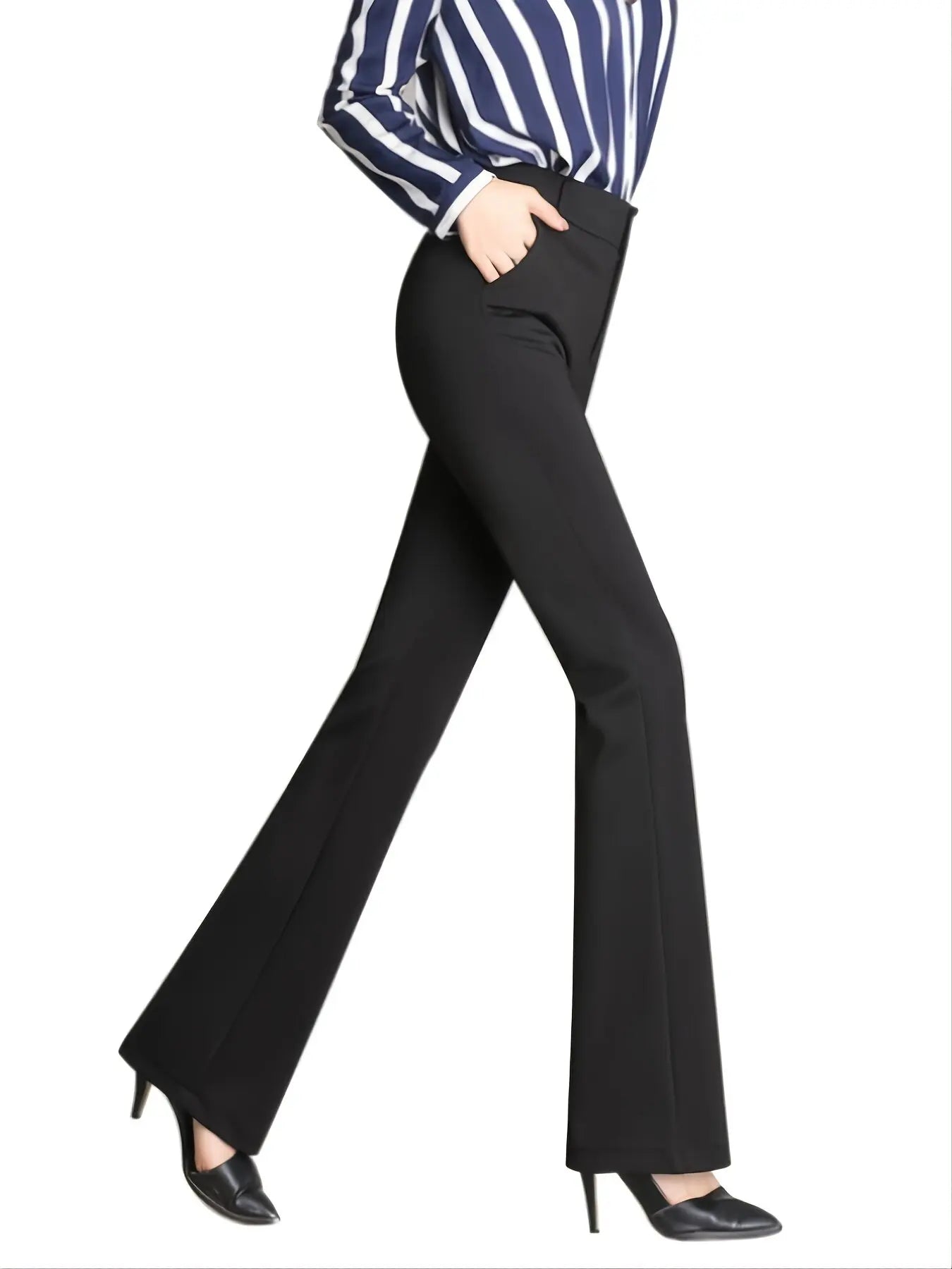 Ladies' business casual pants, comfortable office wear with pockets, elegant regular fit work pants