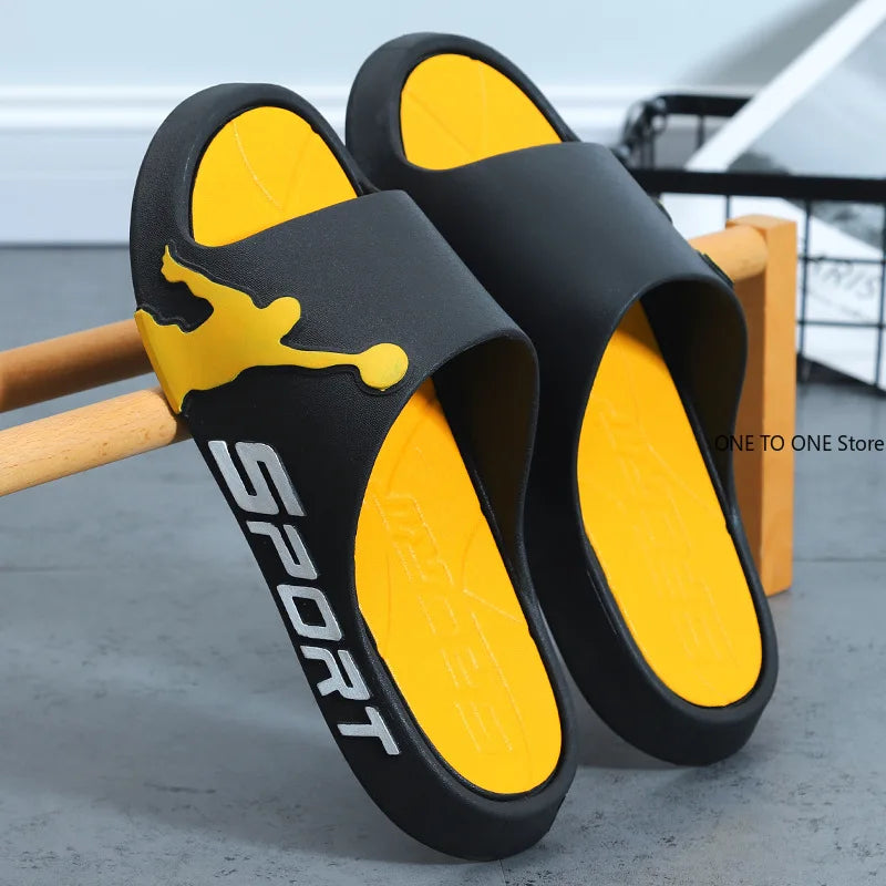 Feslishoet Women Letter Slippers Beach Slides Solid Color Mens Thick Sole Indoor Bathroom Anti Slip Shoes Summer Couple Sandals