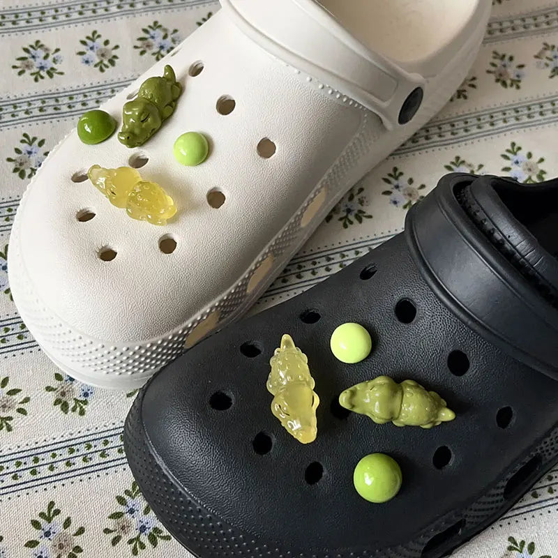 Cute Marine Animal Sleep Crocodile Noctilucent Shoe Charms for Crocs Decorations Garden Sandals Clogs Pins Slipper Accessories