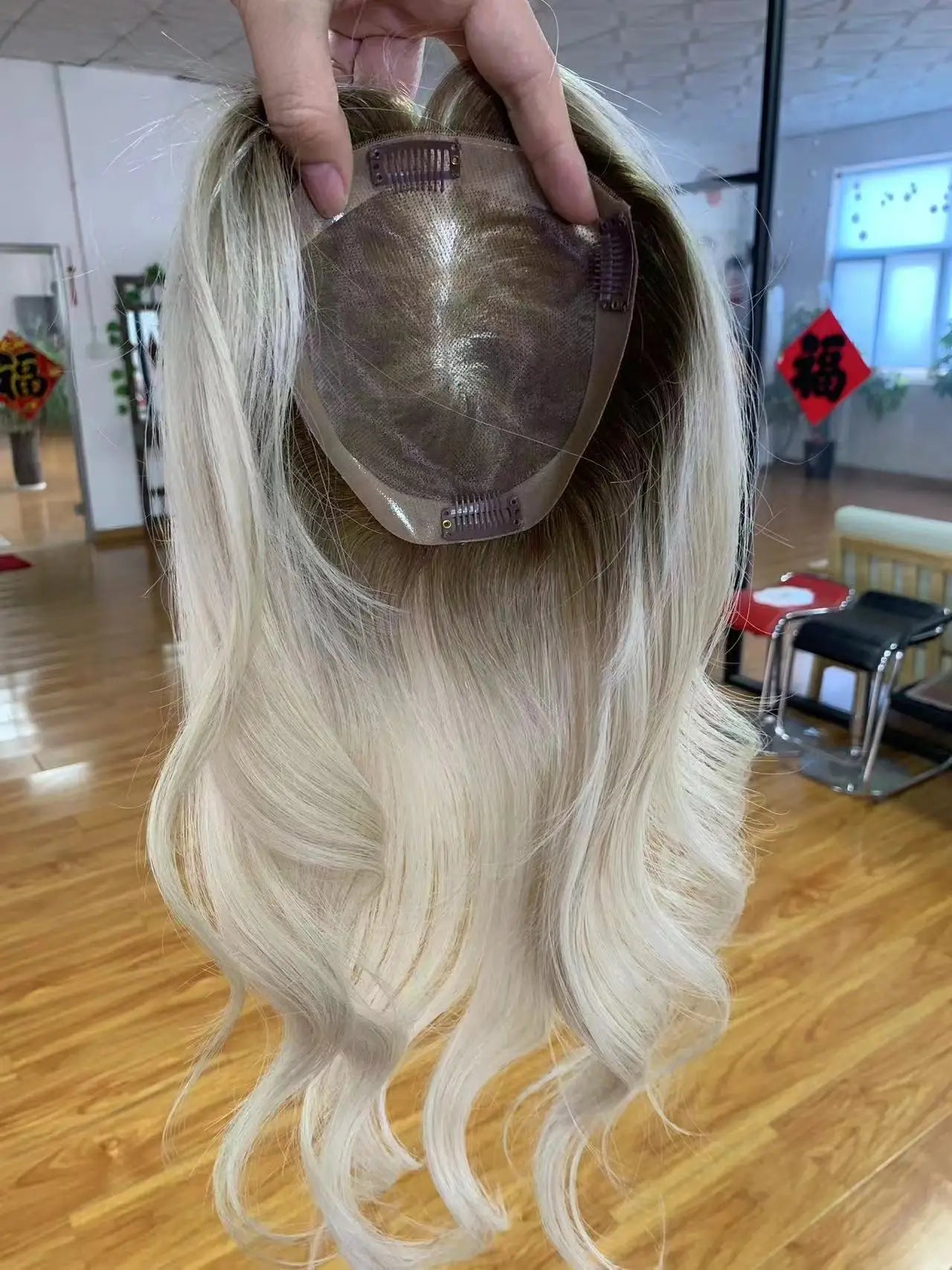 MONO Lace Toppers 6*6 inch Size European Raw Hair Women Toupee Invisible Free Part Hair Toppers Hair Extension