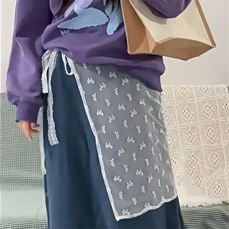 INS Blogger Lace Layered Gauze Skirt Y2k Streetwear Apron Wrap Skirt Lace Up Matching Pants Spicy Girl Stacked Y2k Wrap Skirt