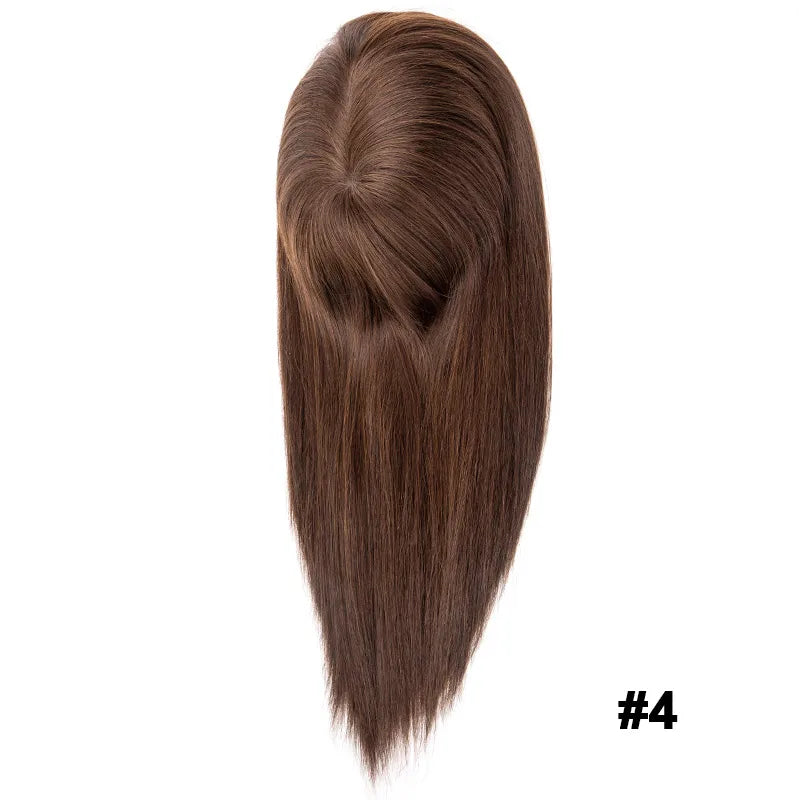 Long Hair Toppers For Women Lace Pu Bleach Knots Hair Topper Human Hair Women's Wigs Natural Hair Straight Hair Woman Wigs 7"x9"