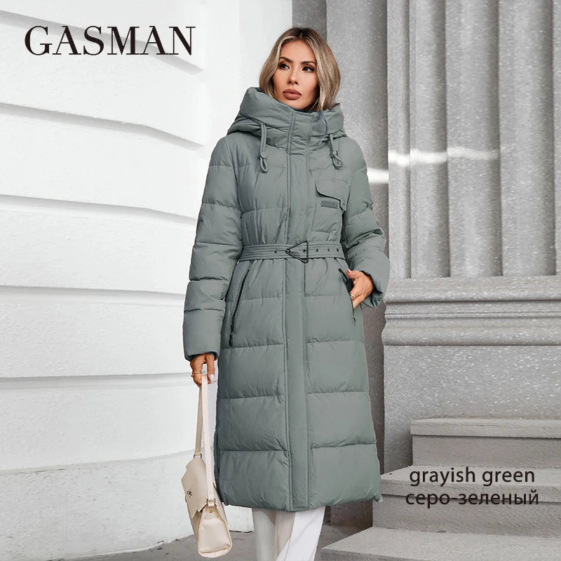 GASMAN 2024 Women's winter jacket fashion long Big pocket Coat women brand high-quality parka windproof warm down jackets 88618