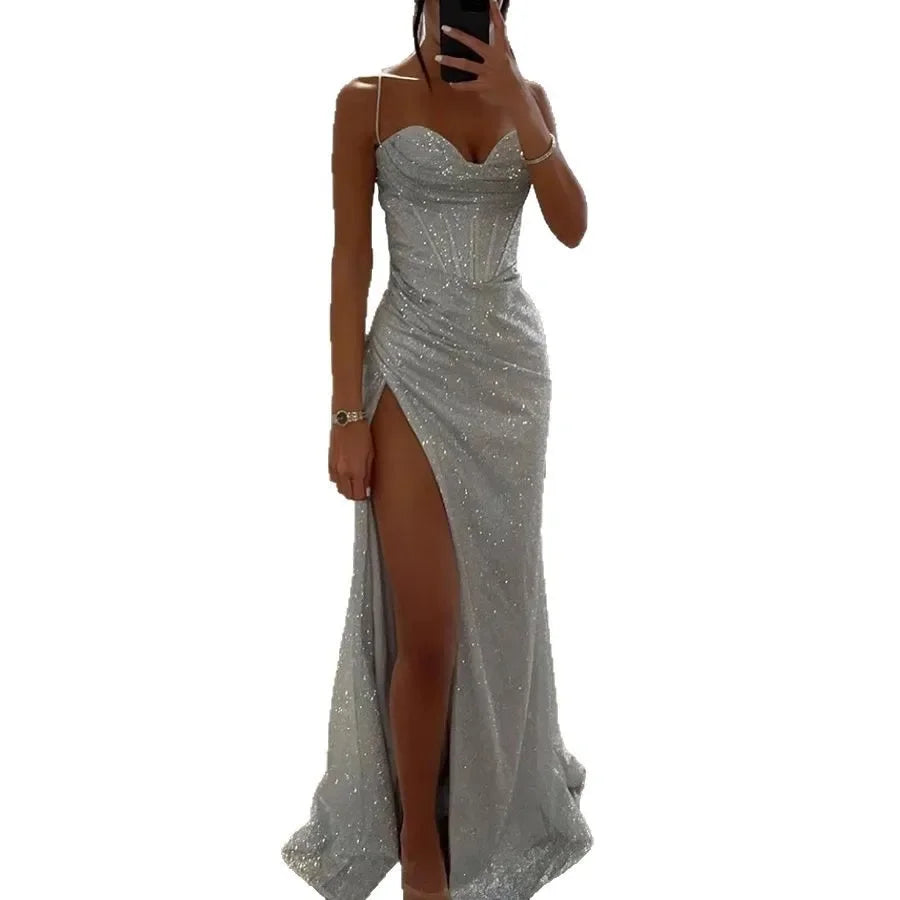 Fashionable Long Dress New Style Party Casual Loose Slit Women's Dress Elegant Evening Gown Wedding Important Occasions