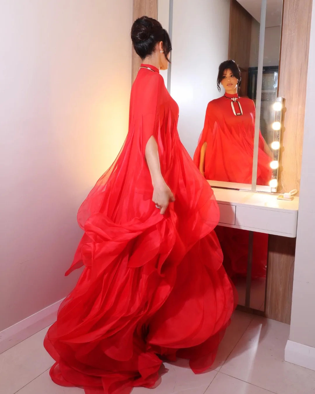 Amazing Red Ruffles Celebrity Dress Unique Design Ruched Organza Pageant Party Dresses Birthday Dress 2025 Formal Evening Dresse