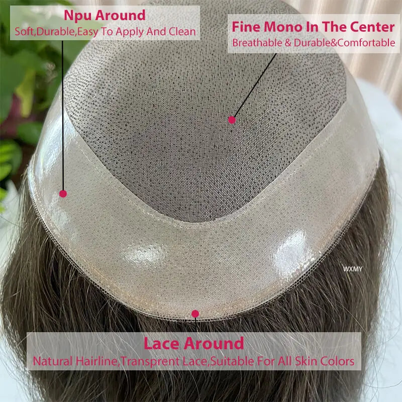 Fine Mono With Npu Base Women Topper Systems Long Straight Hair Toppers For Women 100% Remy Human Hair Wigs For Woman Hairpieces