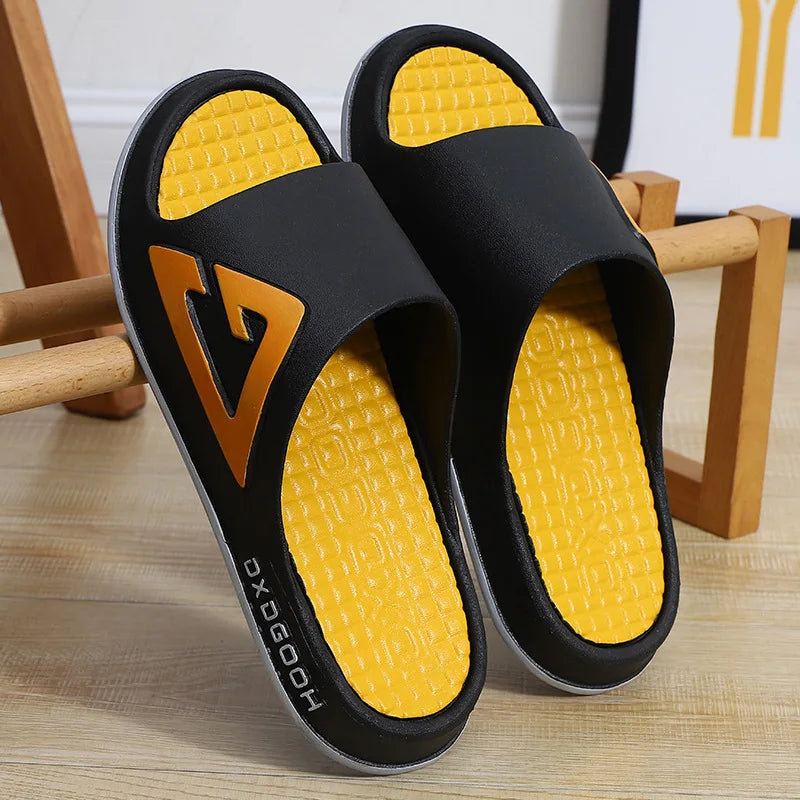 Feslishoet Women Letter Slippers Beach Slides Solid Color Mens Thick Sole Indoor Bathroom Anti Slip Shoes Summer Couple Sandals