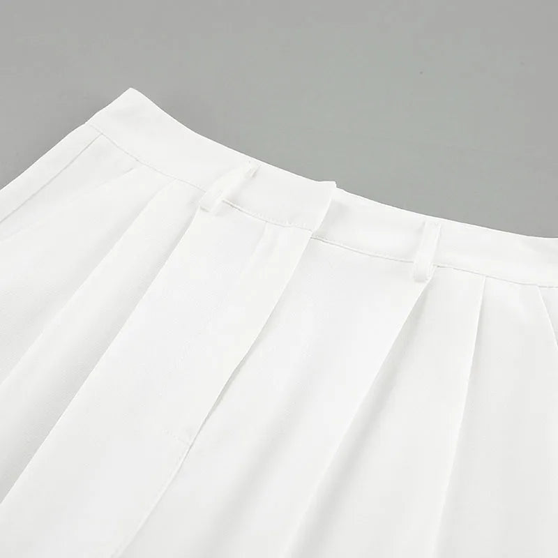 2025 Autumn New White High-Waisted Wide Leg Pants Women Versatile Simple Office Lady Suit Pants Casual Loose Straight Trousers