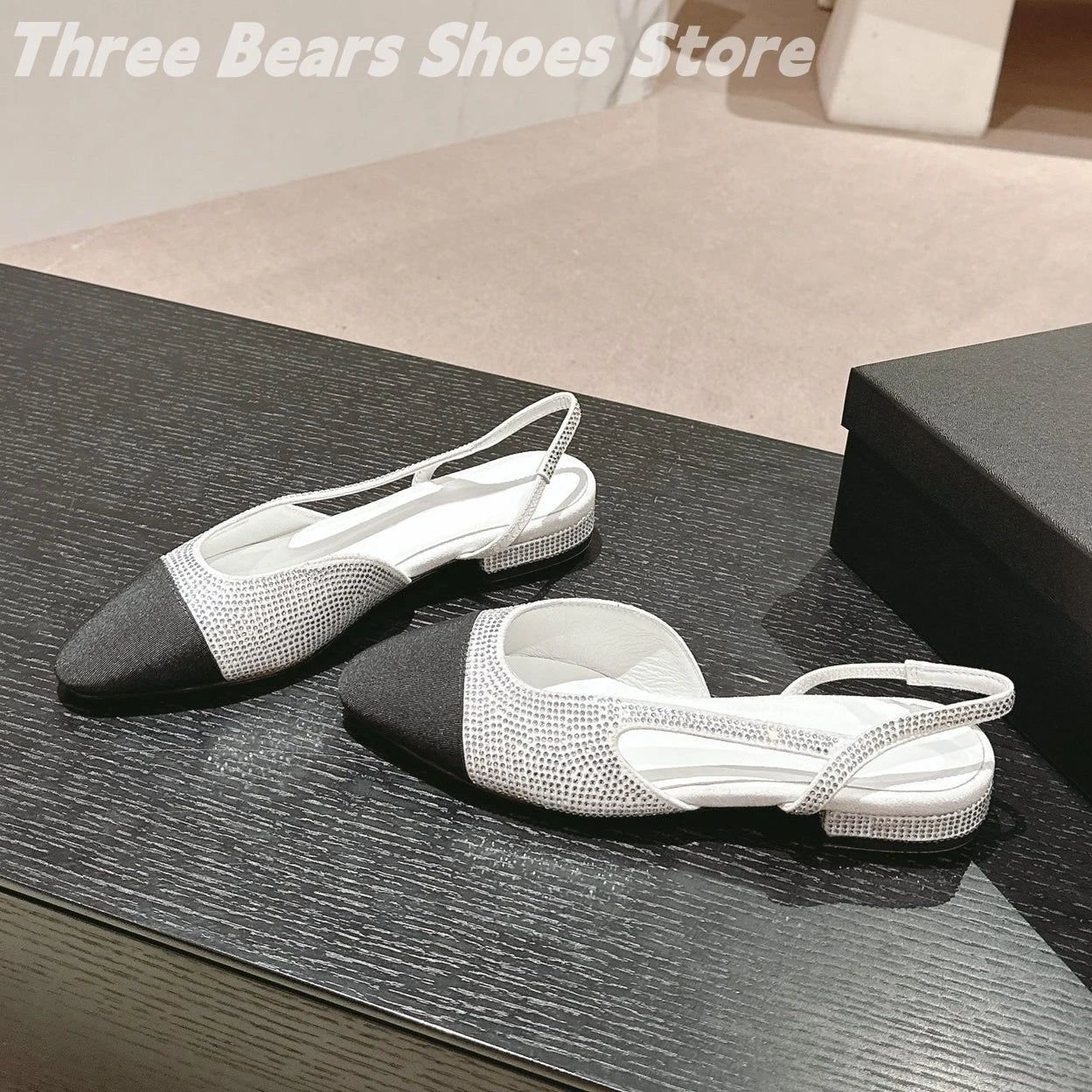 Crystal Mixed Colors Almond Shaped Toes Sling Back Zapatos Mujer Sheepskin Shallow Stiletto Heels Slip-on Woman Sandals 34-42