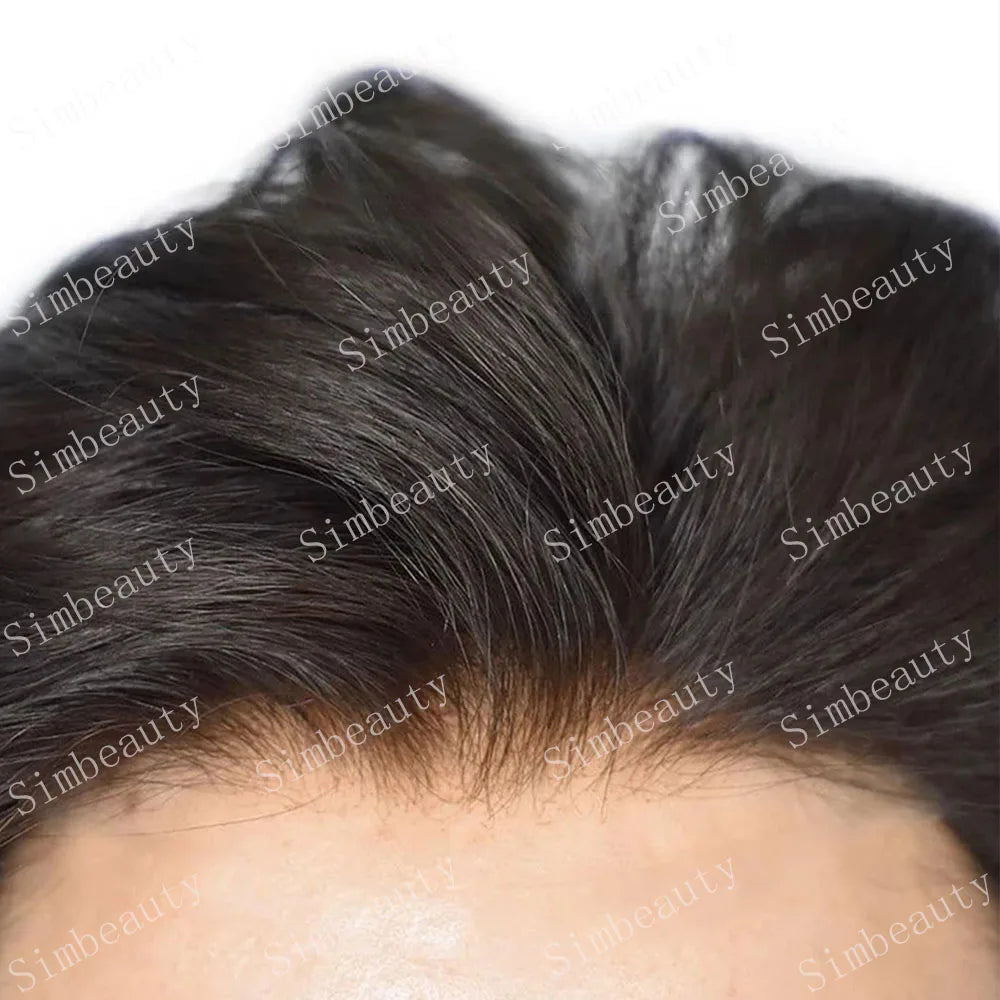 80%Density 0.02mm HD Poly Thin Skin Grey 220# 610# Invisible Natural Hairline Blonde Men Toupee Full Vioop Human Hair Prosthesis