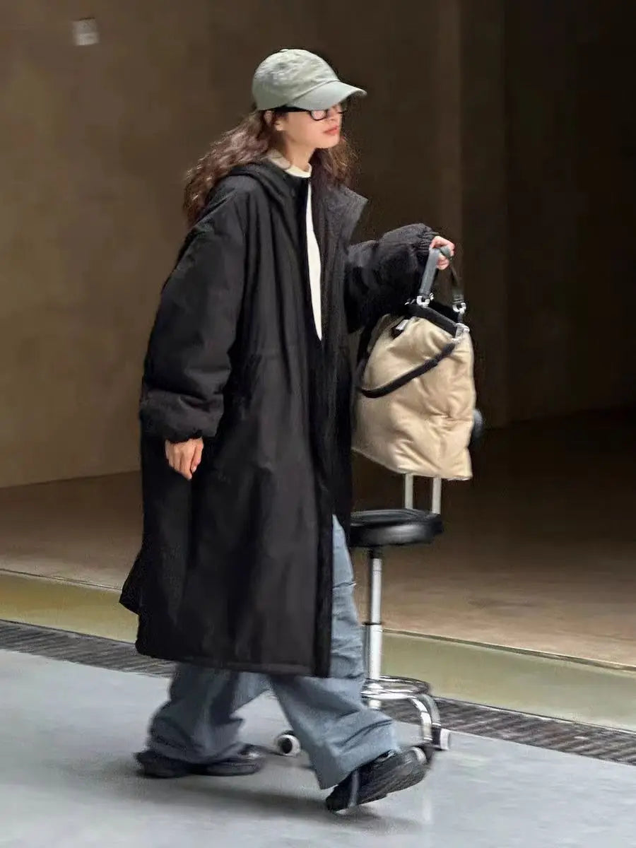 Winter Fashion New Women's Down Cotton Coat Commuting Oversized Hooded Parkas