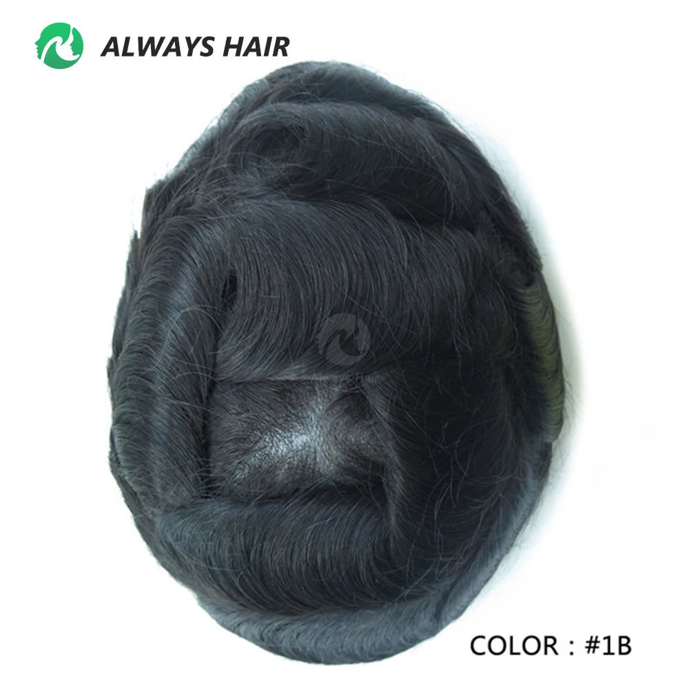 Alwayshair-DUAR Q6 Hair System Invisible Hairline Men Toupee Lace & PU Natural Indian Hair Prosthesis 130 Hair Patch for Man Wig