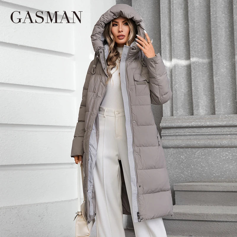 GASMAN 2024 Women's winter jacket fashion long Big pocket Coat women brand high-quality parka windproof warm down jackets 88618