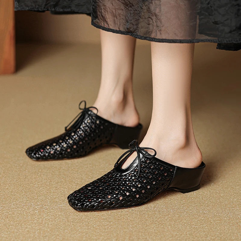 2025 New Summer Casual Shoes for Woman Mid Heel Soft Bottom Casual Shoes Breathable Mesh Shoes Woman Fashion Mueller Slippers