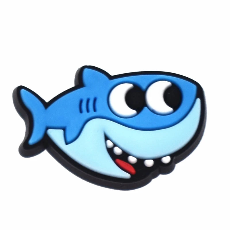 Lovely 1PCS Cartoon Shoe Charms Shark Icon Garden Shoe Accessories For Kids Party Gifts Boys Wristband Animal Button DIY