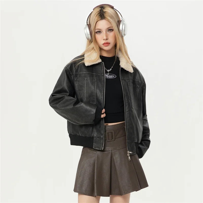 Winter Coats Woman 2024 New in Outerwears Jackets for Women Offers Female Outer Faux Fur Coat Women's Motorcycle Leather Jacket