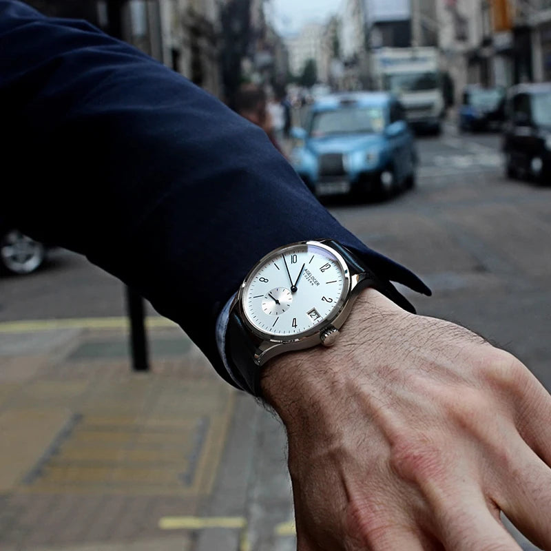 AGELOCER Original Budapest Watch Lady Leather Watch Strap Simple Big Calendar Automatic Mechanical Watch Birthday Gift for Women