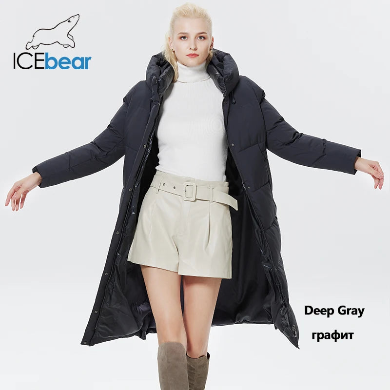 ICEbear-Women's Cotton Hooded Parkas, Long Cotton Coats, Windproof Clothes, Winter Jacket, New Fashion, 2023, GWD22580D