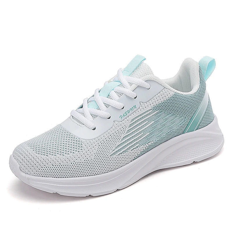 Summer Women Shoes Fashion Casual Soft Sole Lightweight Running Shoes Flyknit Mesh Breathable Sports Shoes Large