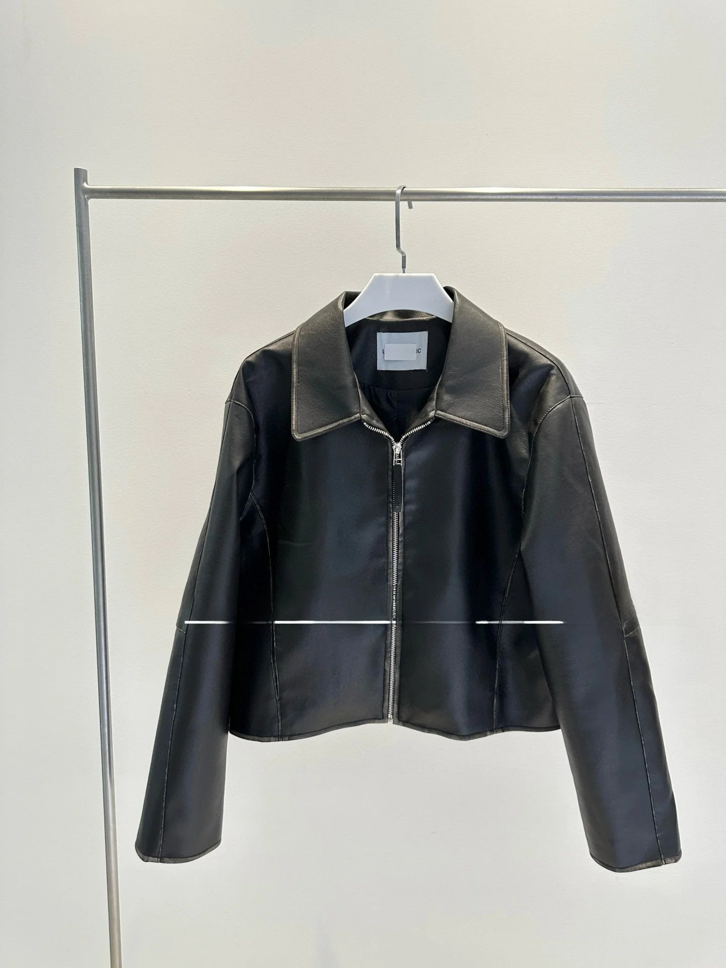 Lowclas*ic Silver Gold Suede Jaet Zipper Flip Collar Slimming Outerwear Women's Commute Sle Regular Length Autumn 2025