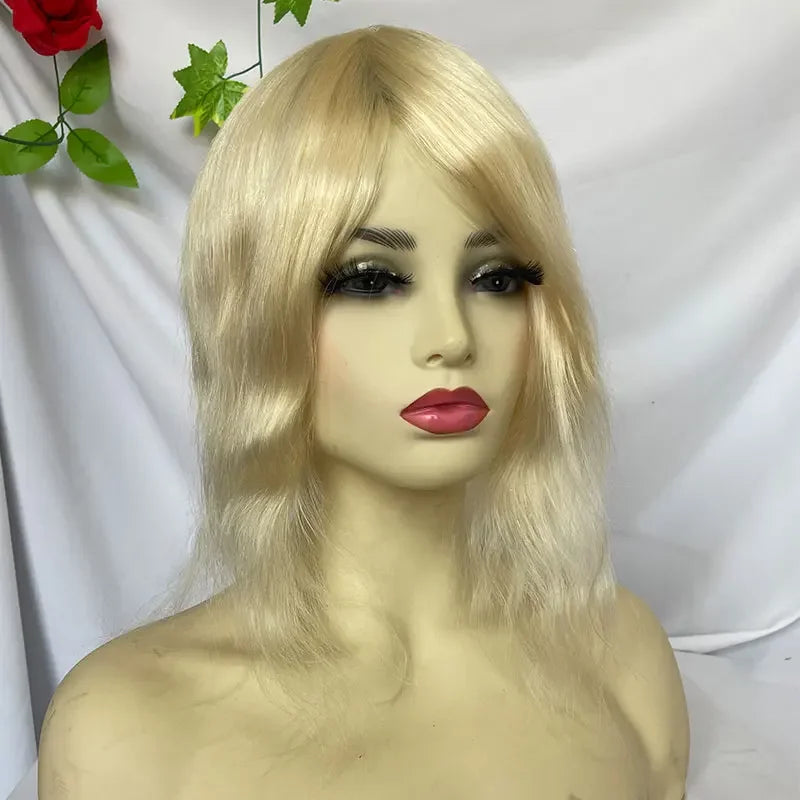 12 Inch Ultra Thin Skin Men Toupee Long V-loop Full PU Hair Replacement System For Men Wigs 10''x8'' Base 1B/40 Color