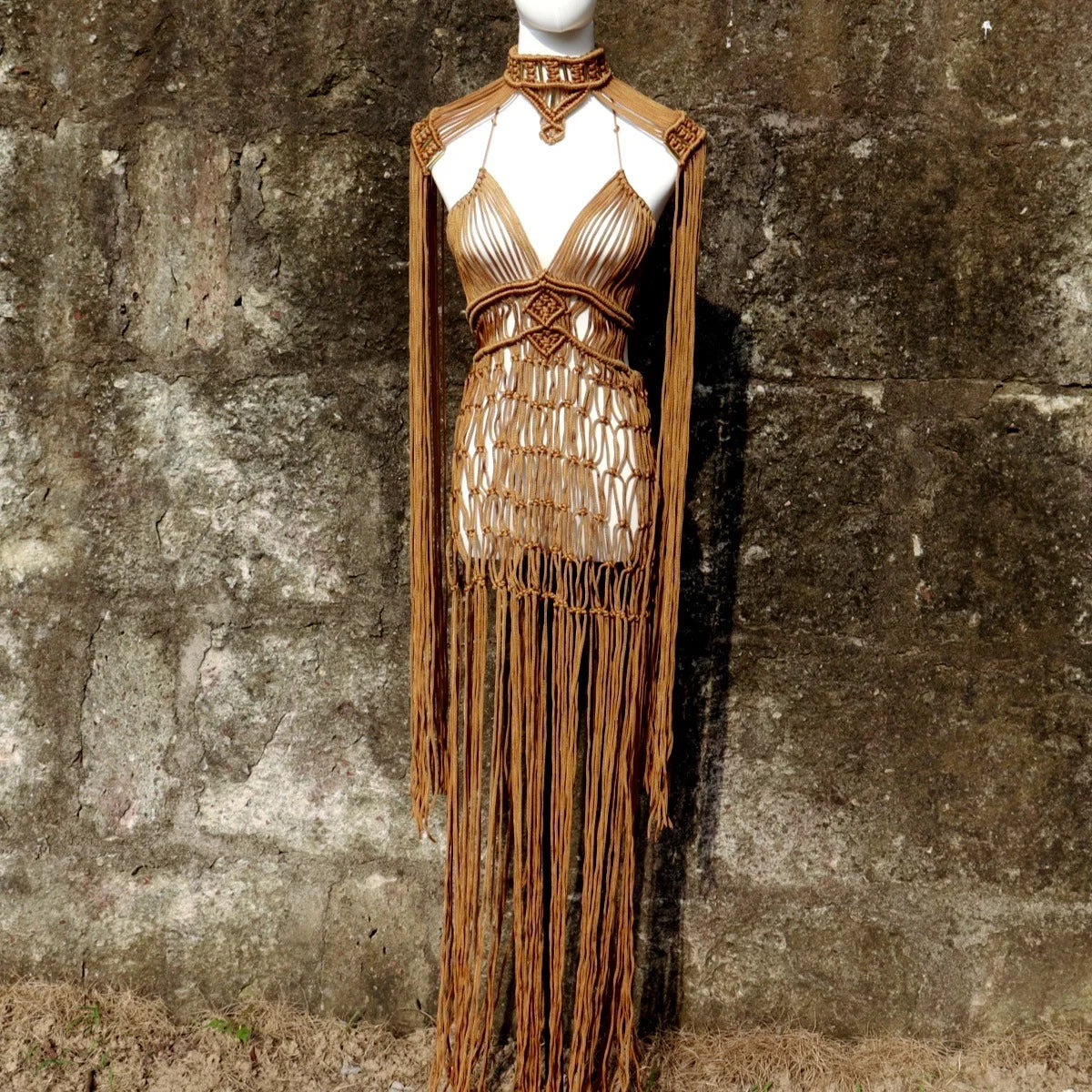 Handmade Crochet Knitted Women Cover Ups Tassel Hollow Out 2 Piece Set 2024 Summer Holiday Outfits Elegant Beach Bathing Suit