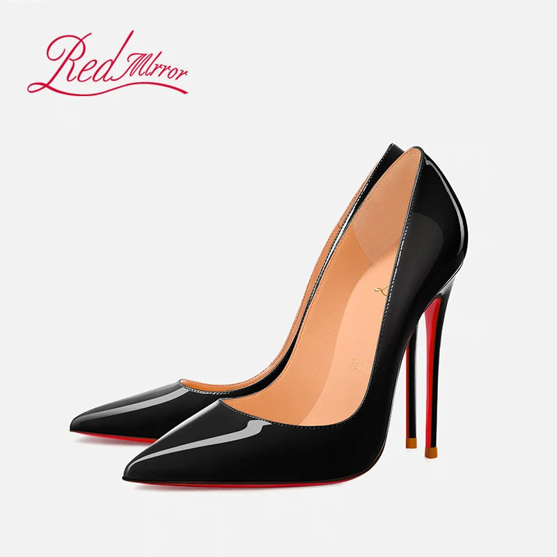 Black red soled high heels for women in 2024, new professional style versatile pointed shallow mouth sexy slim heel shoes