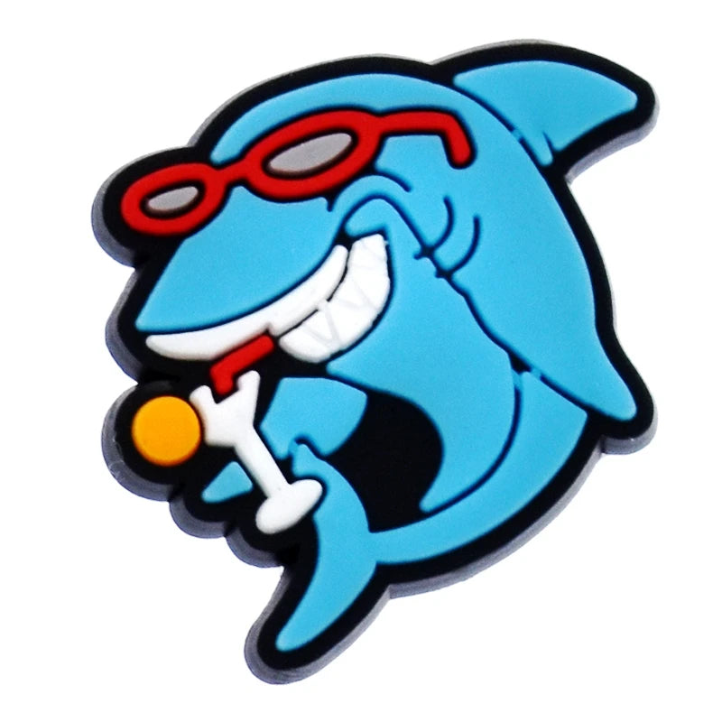 Lovely 1PCS Cartoon Shoe Charms Shark Icon Garden Shoe Accessories For Kids Party Gifts Boys Wristband Animal Button DIY