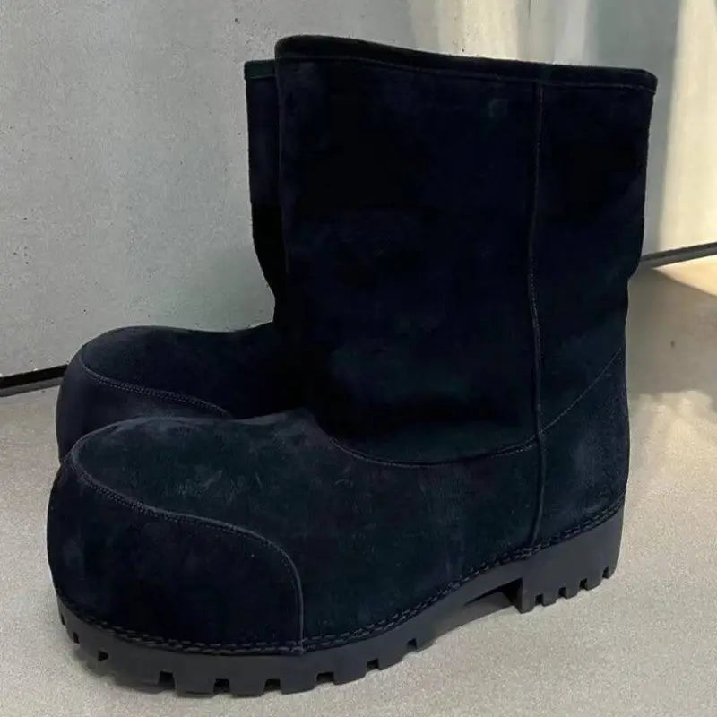 Luxury Size 35-43 New Snow Boots Women Thick Fur Warm Winter Boots Cow Suede Knee High Boots Fashion Platform Hiking Boots