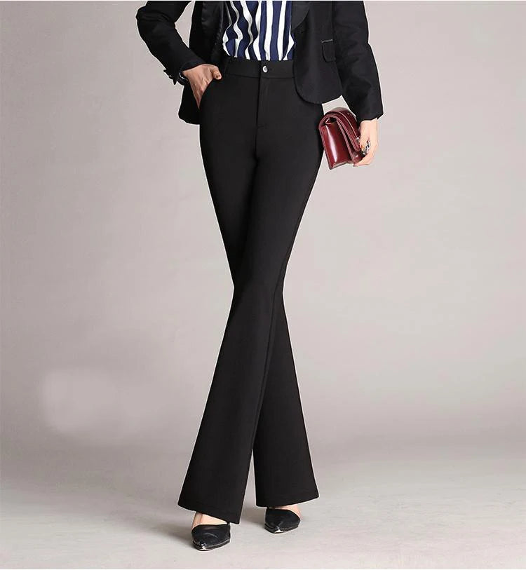 Ladies' business casual pants, comfortable office wear with pockets, elegant regular fit work pants