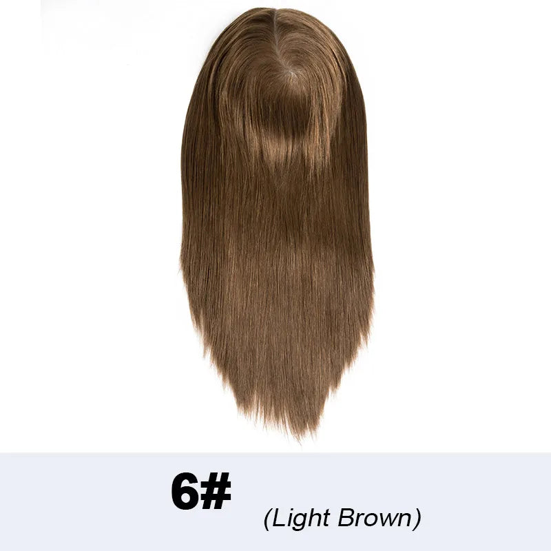 Long Hair Toppers For Women Lace Pu Bleach Knots Hair Topper Human Hair Women's Wigs Natural Hair Straight Hair Woman Wigs 7"x9"