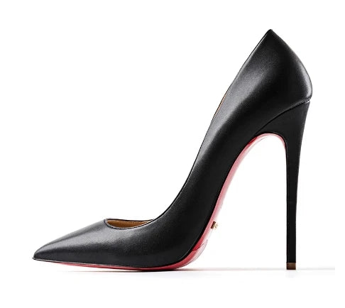 HLTINO 12CM Brown Patent Leather Pumps Women Red Bottom Heels Elegant High Heeled Stilettos Evening Shoe for Party