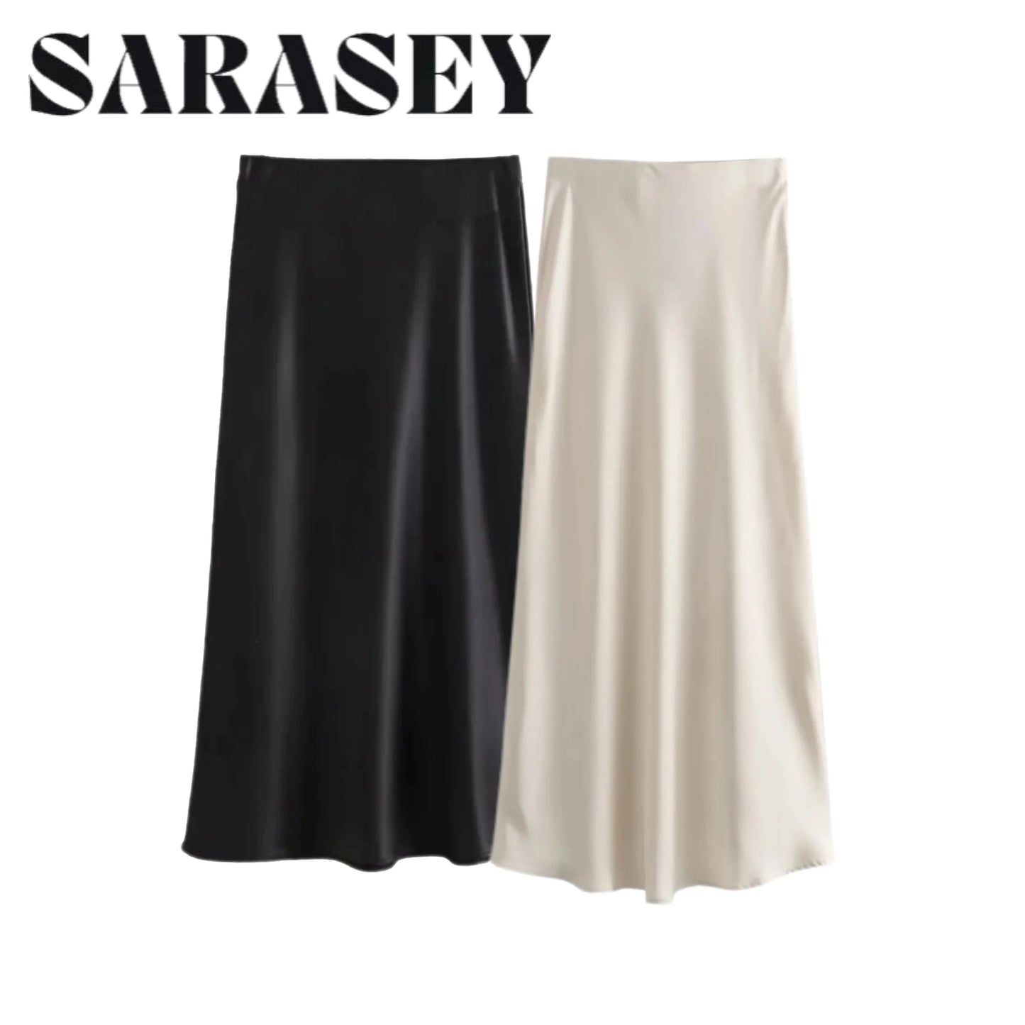 Women 2025 Satin Black Skirt Women High Waist Long Skirts for Women Summer White Midi Skirt Office Elegant Daily Skirts
