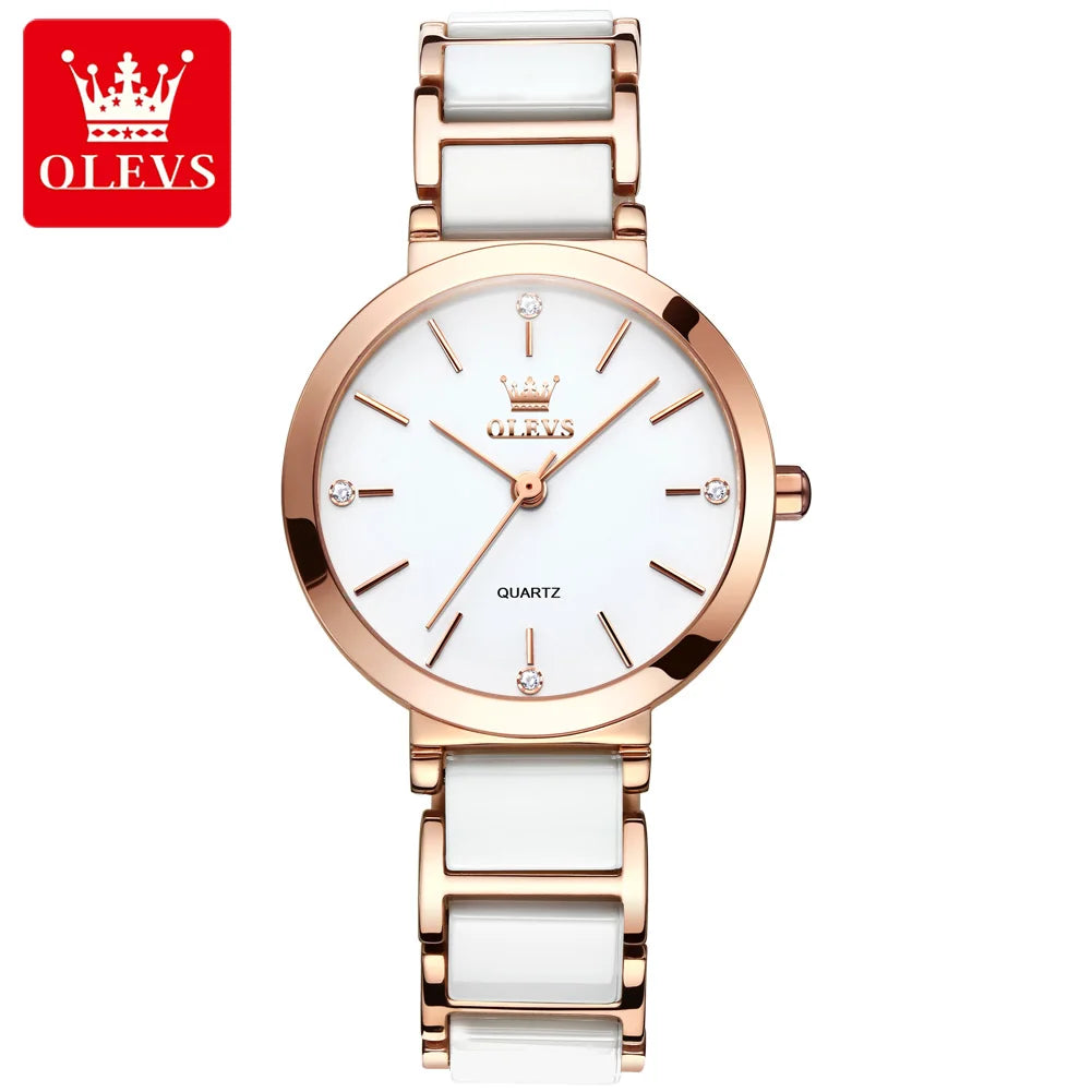 OLEVS Creative Fashion Women Watches Rose Gold Ladies Bracelet Watches Reloj Mujer Waterproof Quartz Watches Women Black