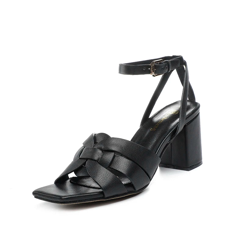 6.5CM Quality Woman Sandals Shoes Black Luxury Designer Slippers Girl Party Shoes Ladies Fashion Slides Brand Sandalia Mujer Red