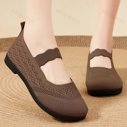 Women‘s Shoes 2025 Spring Autumn Fashion New Fly Weave Comfortable Non Slip Casual Shoes Breathable Mesh Hollow Slip on Loafers