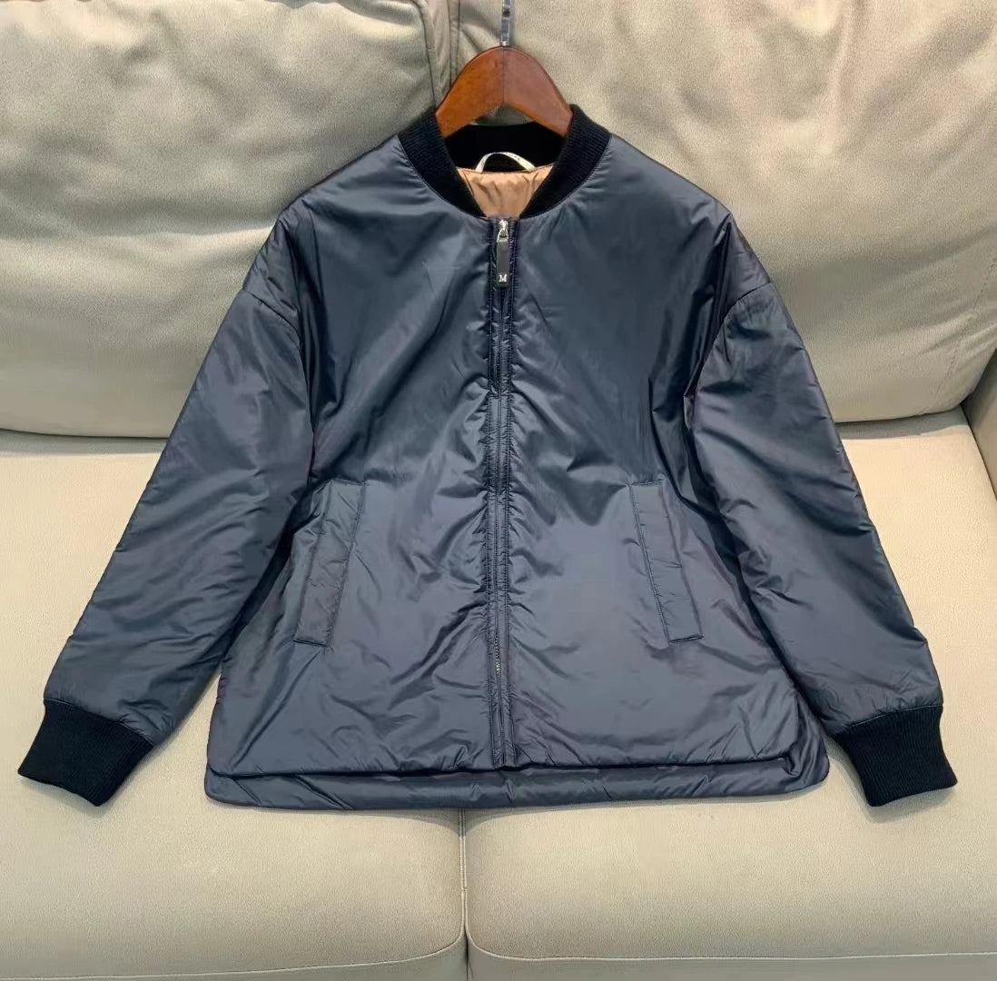 Fenggejiwo baseball jacketFLIGHT JACKET camel velvet silk jacket stand collar loose fit cotton jacket