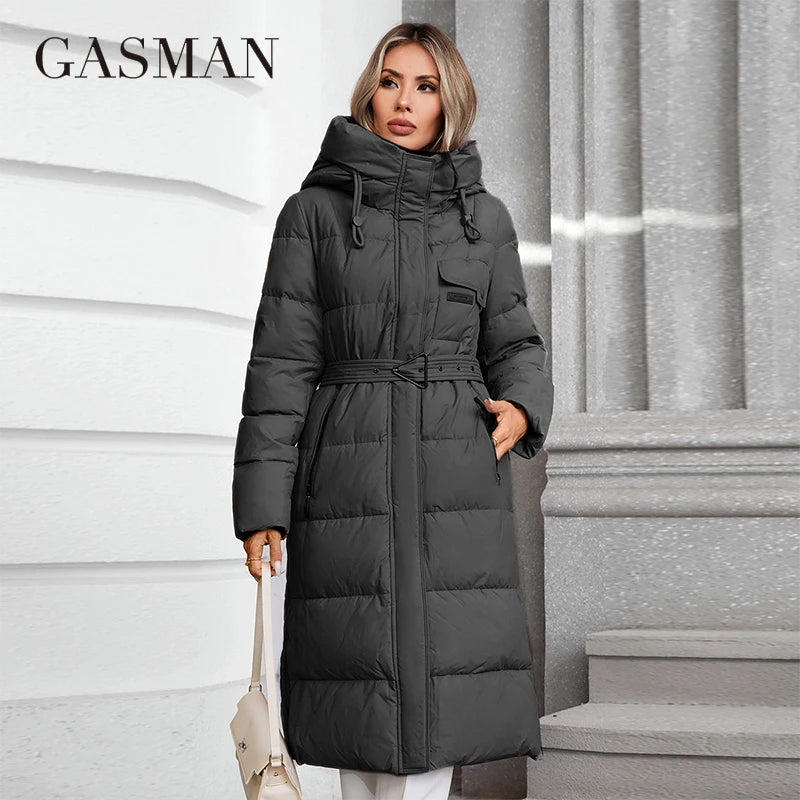GASMAN 2024 Women's winter jacket fashion long Big pocket Coat women brand high-quality parka windproof warm down jackets 88618