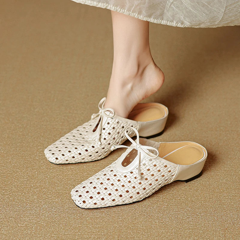 2025 New Summer Casual Shoes for Woman Mid Heel Soft Bottom Casual Shoes Breathable Mesh Shoes Woman Fashion Mueller Slippers