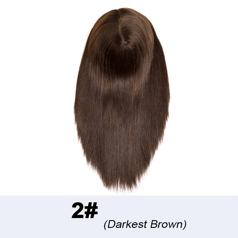 Long Hair Toppers For Women Lace Pu Bleach Knots Hair Topper Human Hair Women's Wigs Natural Hair Straight Hair Woman Wigs 7"x9"