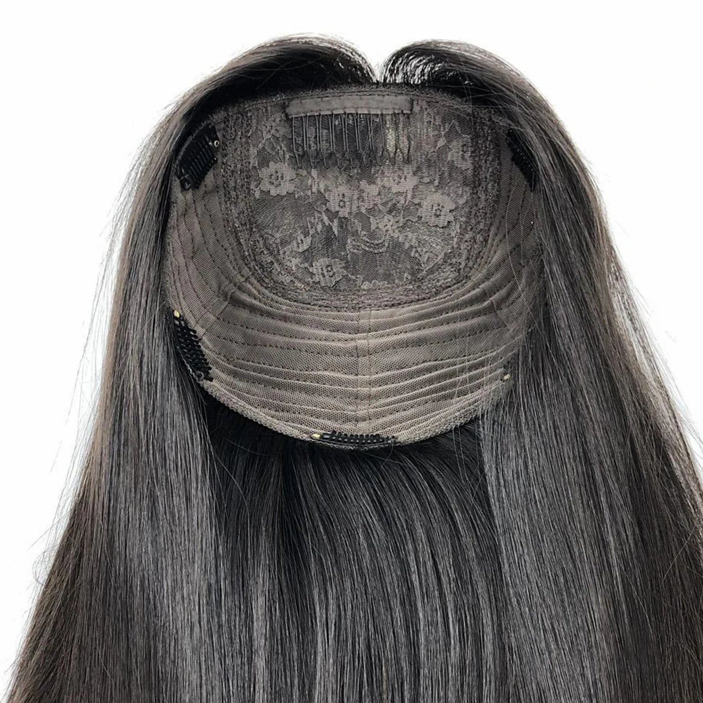 Dark Brown Jewish Topper Real Virgin European Human Hair Kosher Sheitels for White Women Silk Top Hairpieces Natural Scalp