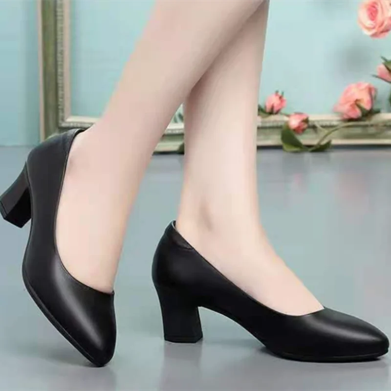 Women Cute Sweet Comfort Spring & Summer Office Bow Tie High Heel Shoes Lady Classic Hotel Work Black Pumps Zapatos Mujer B38