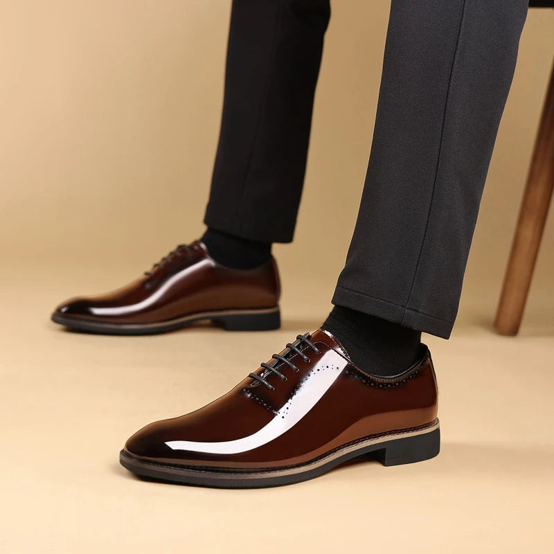 Luxury Men Oxford Shoes High Quality Patent Leather Men Shoes Comfortable Dress Wedding Party Shoes Classic Business Formal Shoe