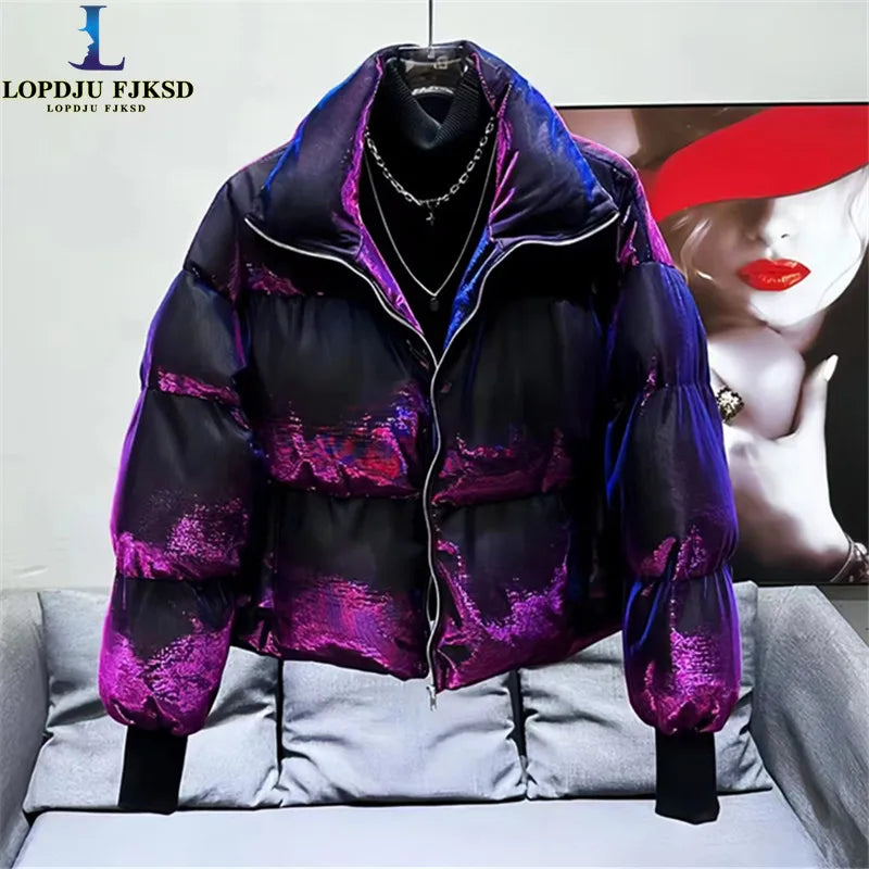 Short Thick Loose Cotton Jacket for Men and Women, Warm Female Clothing,England Style,Turn-down Collar,Zipper,New, Winter