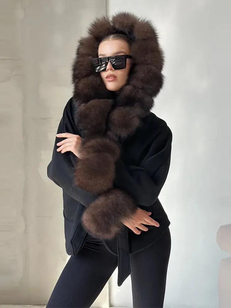 Elegant Women's Faux Fur Coat Jackets Lapel Collar Belted Jacket Warmed Outwear Winter Casual Tops 2025 Fashion Lace-up Ouftit